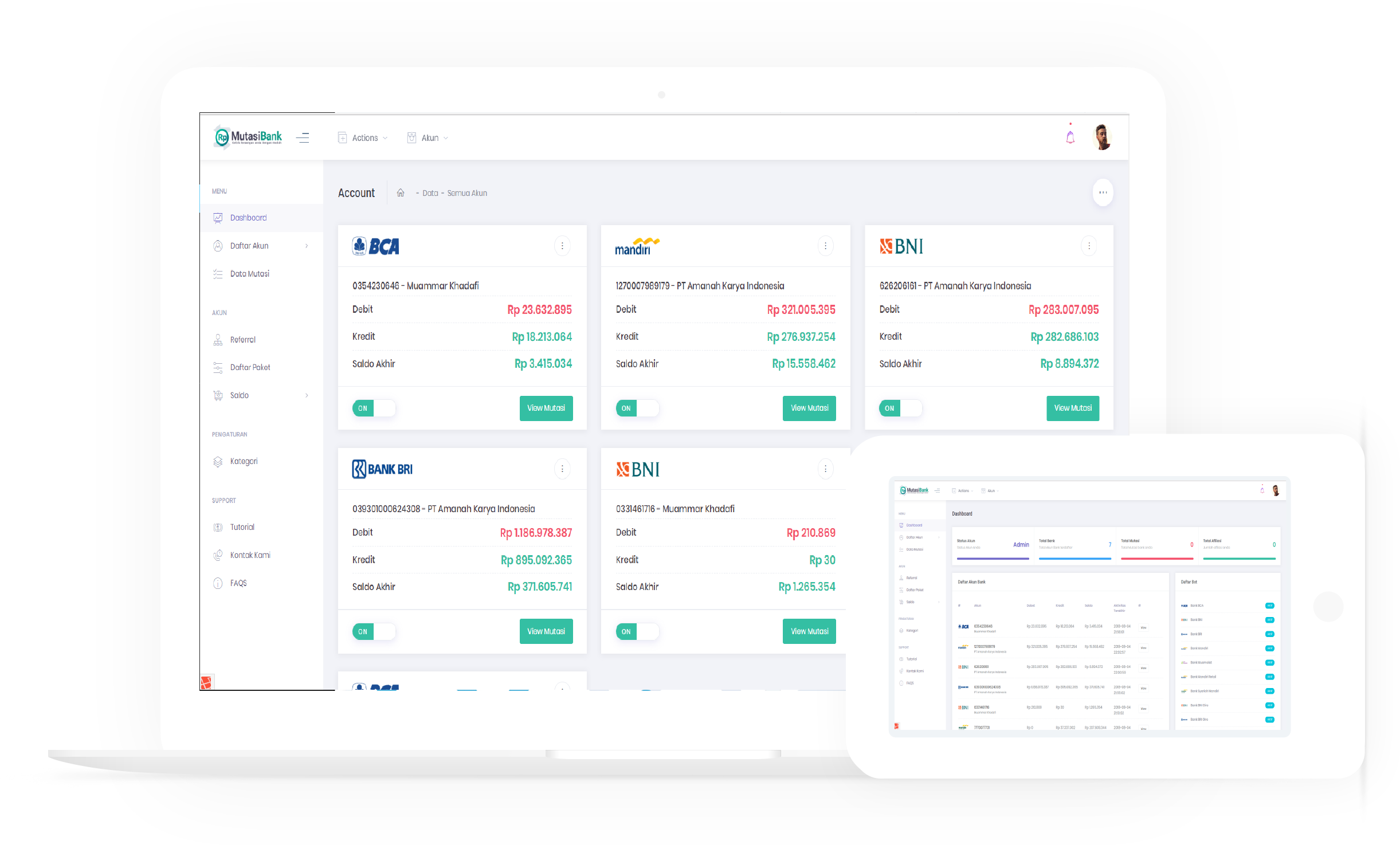 Dashboard Mutasi BNI - Monitoring Real-Time